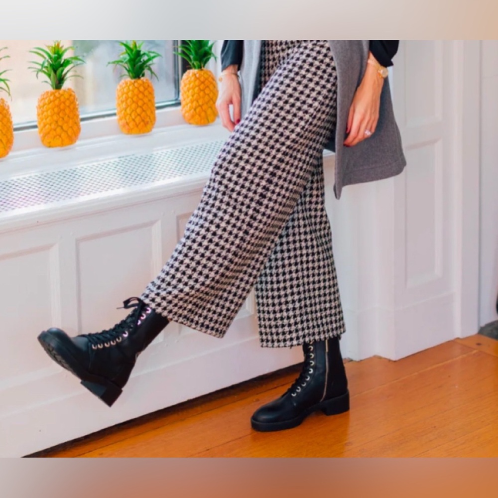 NWT ZARA BLACK WHITE HOUNDSTOOTH PANTS BLOGGERS FAVORITE OLD MONEY STYLE - Picture 8 of 16